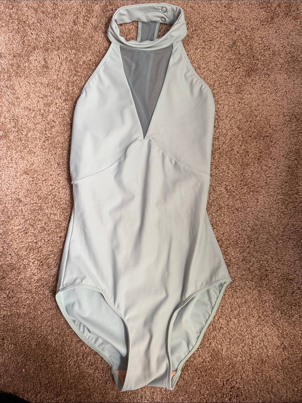 Eleve Dancewear Halter One-Piece Bodysuit in Light Gray
